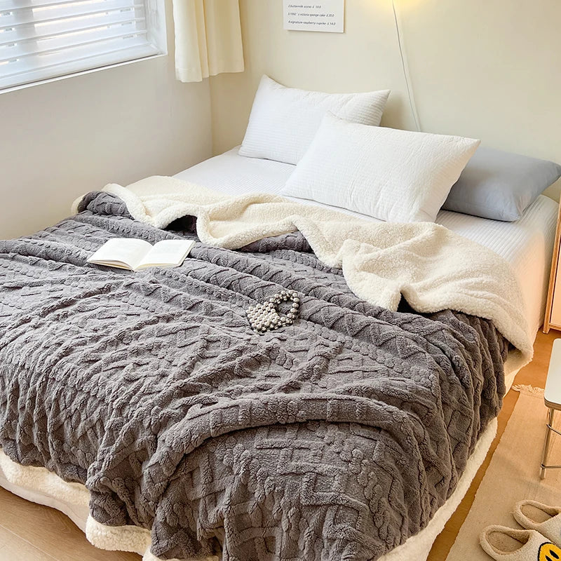 Super Soft Throwd -deken Premium Silky Flanel Fleece 3D Geroolde lichtgewicht beddeken Al het hele seizoen Gebruik - Grijs