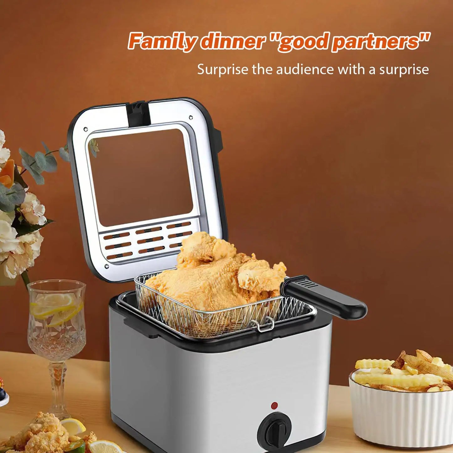 220 V Electric Fryer Fryer 2,5 litri francese olio da forno da forno caldo pollo fritto grill cottura cucina regolabile cucina cucina