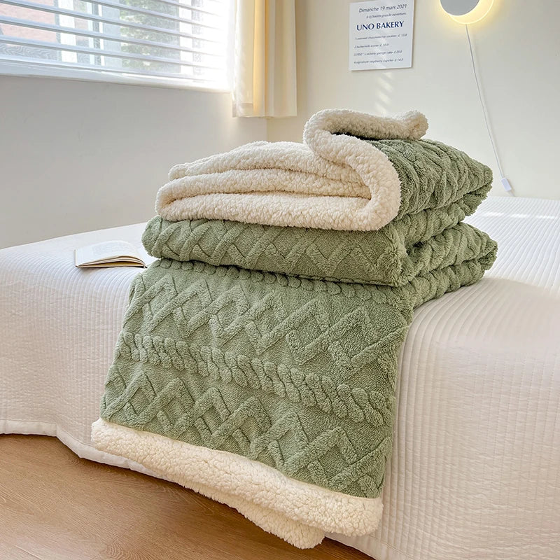 Super Soft Throwd -deken Premium Silky Flannel Fleece 3D Geroolde lichtgewicht beddeken Al het hele seizoen gebruik - Groen