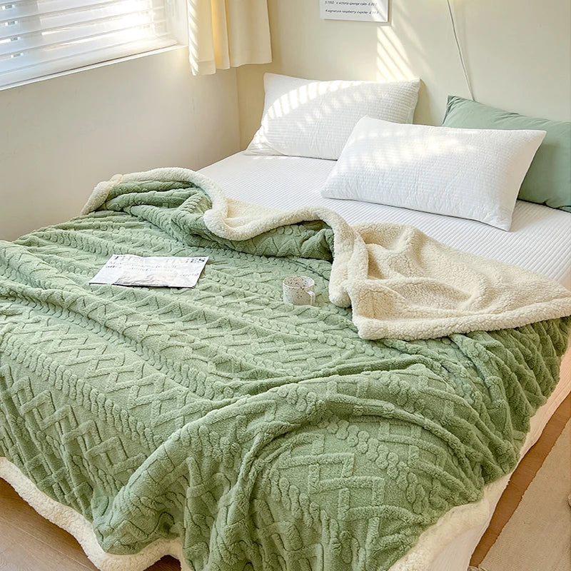 Super Soft Throwd -deken Premium Silky Flannel Fleece 3D Geroolde lichtgewicht beddeken Al het hele seizoen gebruik - Groen