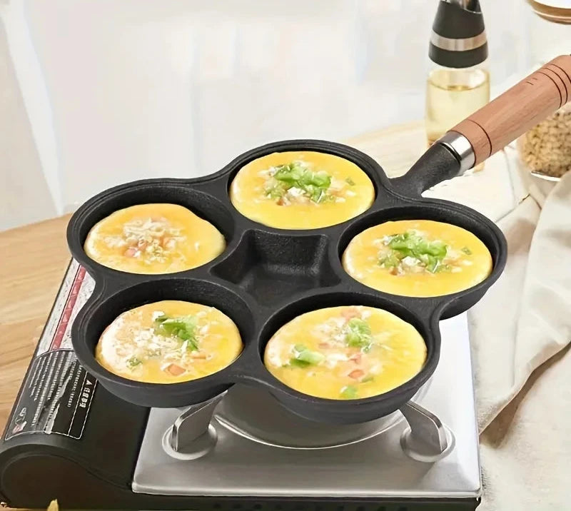 1db tojássütő serpenyő nonstick palacsinta serpenyők 5 lyukú edények palacsinta tojás hamburger sonkás serpenyő, kályhák indukciós tűzhelyhez