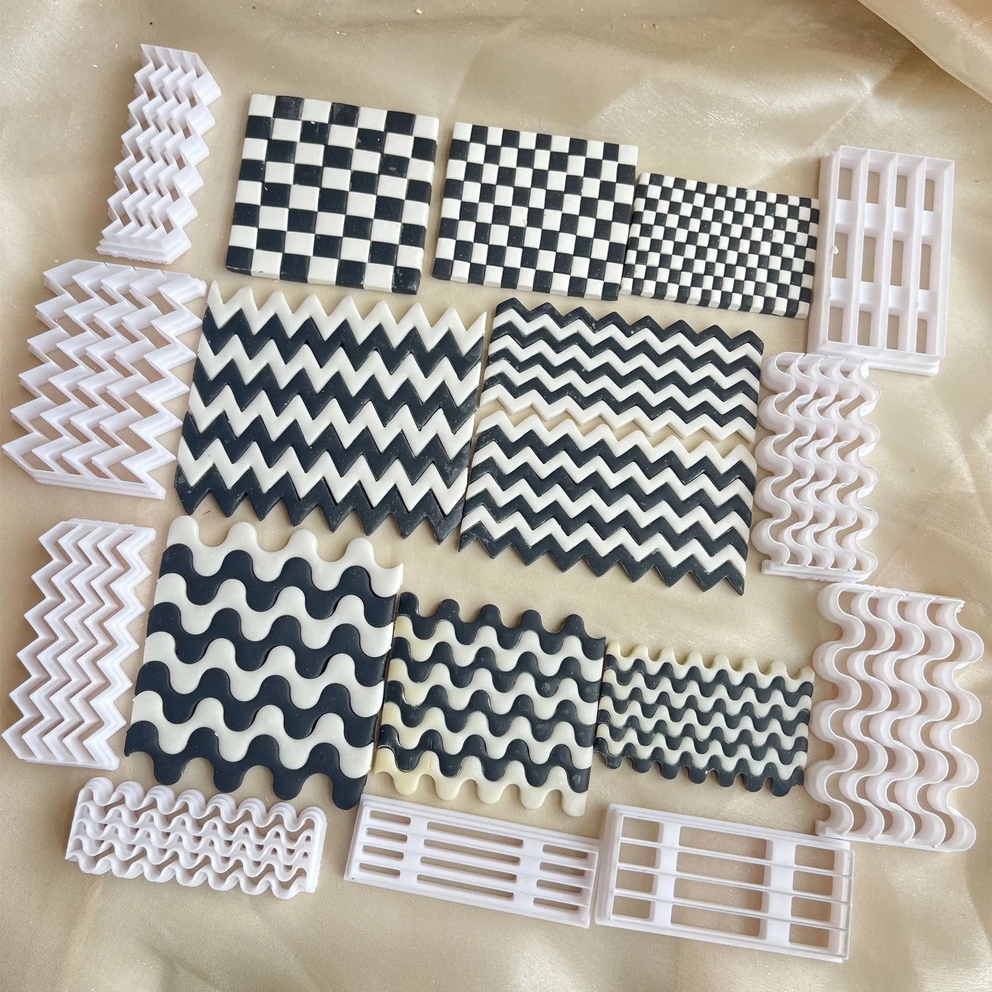 Stampanti polimeri a scacchiera stampi argillosi per cutter argilla ceramica fai -da -te orecchini gioielli pressati strumenti di ceramica