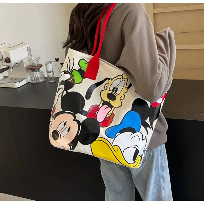 Disneycartoon Mickey Fashion všestranná largecapacity plátno ramenní taška dámské neformální všestranné kabelky studentské třídy