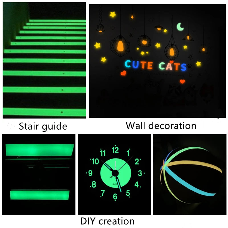 Nastro luminoso da 3 metri logo di emergenza bagliore autoadesivo nel palcoscenico scuro adesivi per la casa decorazioni per feste decorative