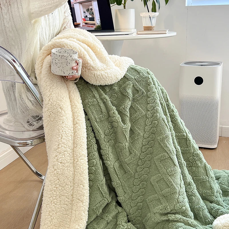 Super Soft Throwd -deken Premium Silky Flannel Fleece 3D Geroolde lichtgewicht beddeken Al het hele seizoen gebruik - Groen