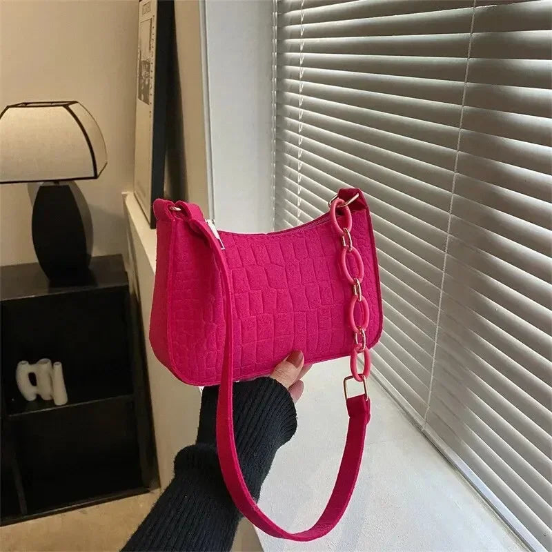 Populær retro mild temperament liten firkantet bag 2024 høst skulder håndholdt mote casual yankee underarm liten firkantet bag