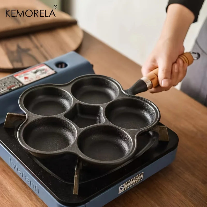1db tojássütő serpenyő nonstick palacsinta serpenyők 5 lyukú edények palacsinta tojás hamburger sonkás serpenyő, kályhák indukciós tűzhelyhez