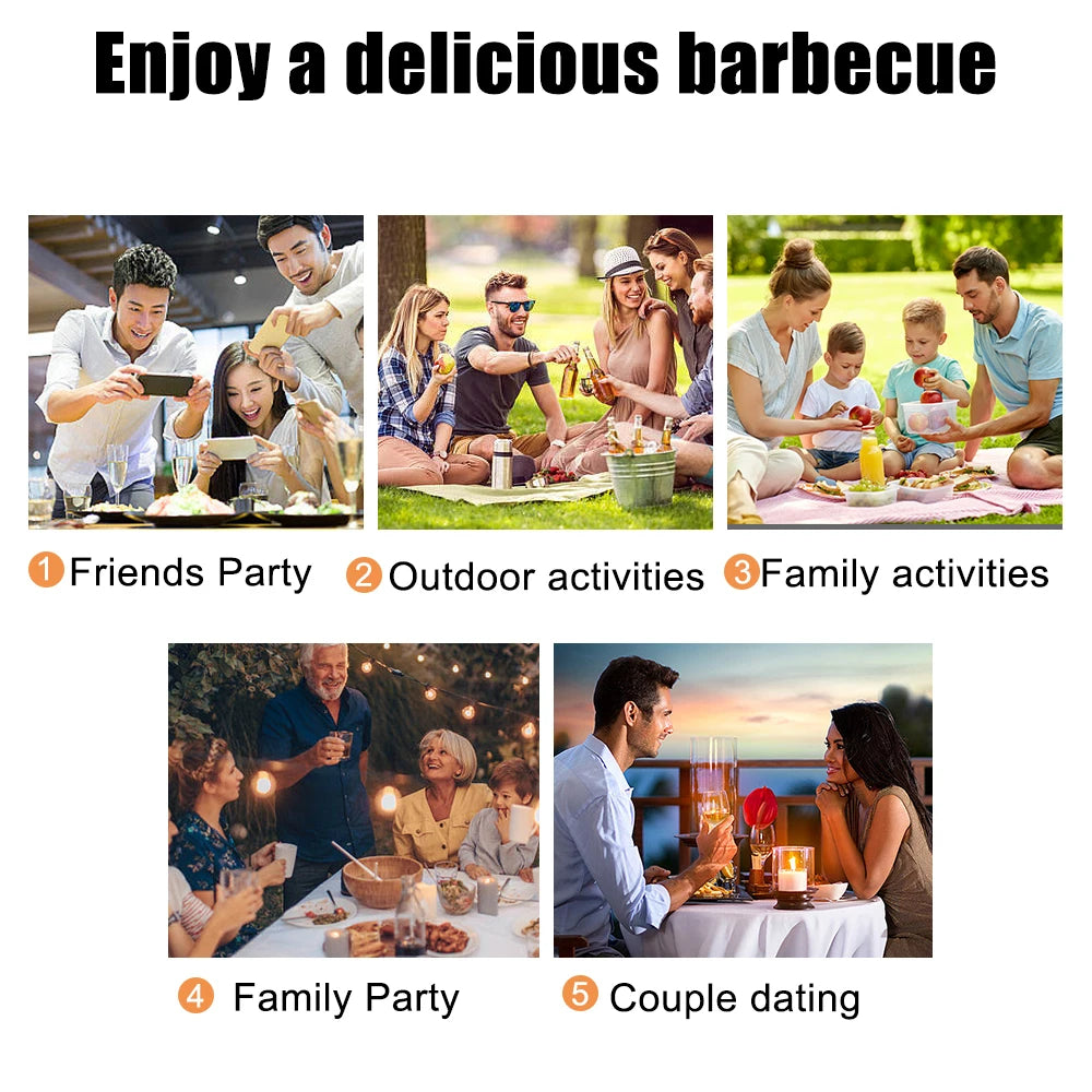 BBQ Wood Fork Aço inoxidável ao ar livre agulha de grelha de 55cm 21,65 "Grill churrasque