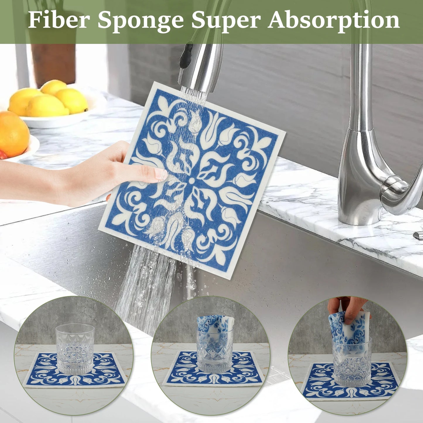 6pcs/set κουζίνα πετσέτες απορροφητικά σουηδικά πιάτα κουζίνας κουζίνα κουρέλια μαλακά μη υφασμένα πανιά για πλύσιμο πιάτων