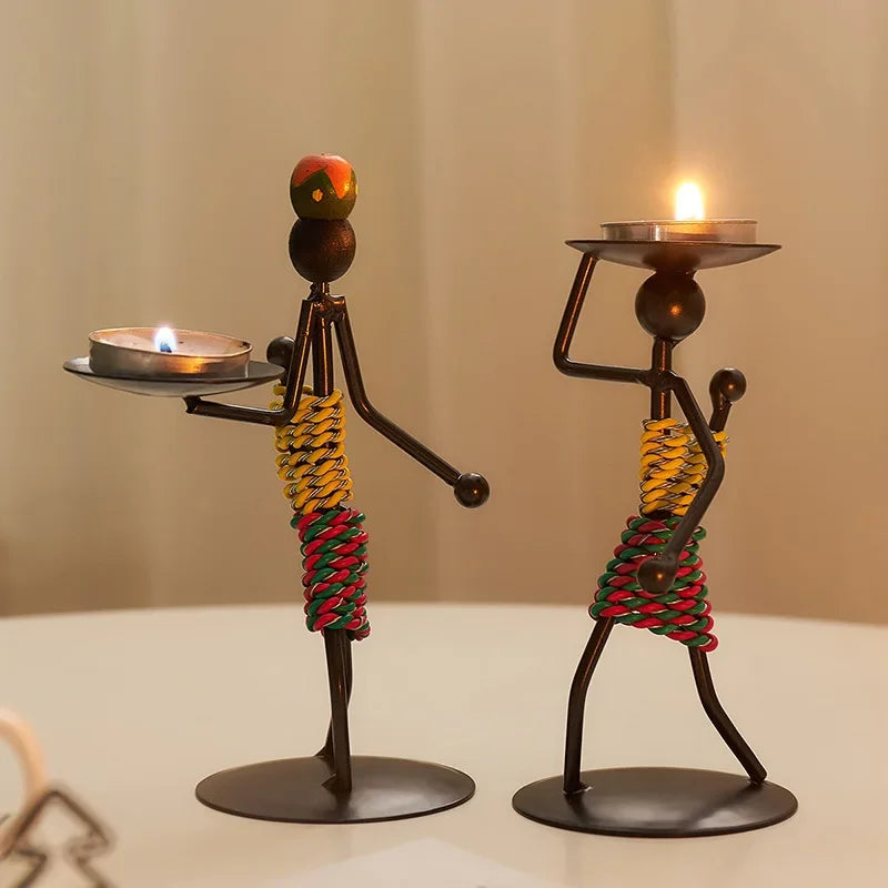 Vintage metalowy świecznik ręcznie robiony żelazny świecznik kreatywny rzemiosło miniaturowe kutego uchwytu domowe dekoracja salonu