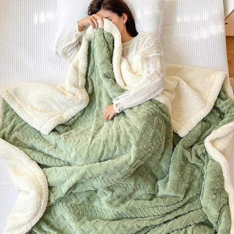 Super Soft Throwd -deken Premium Silky Flannel Fleece 3D Geroolde lichtgewicht beddeken Al het hele seizoen gebruik - Groen
