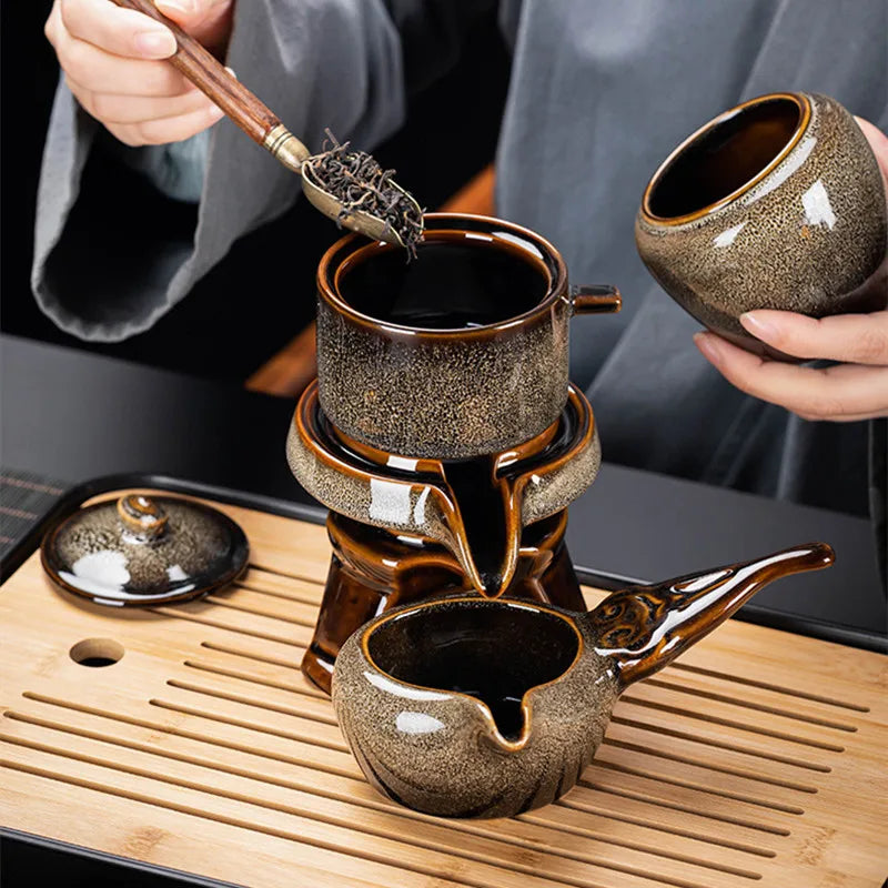 8 stykker kinesisk tradisjonell te sett high-end kung fu tesett bein kinesisk tekanne og te kopp sett automatisk tesett for 6 personer