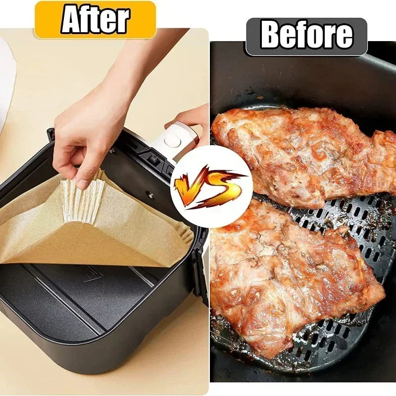 Air Fryer 50/100pcs Bakeware Manote per carta usa e getta materassino a prova di olio mappeto antiaderente per forno da cucina da forno