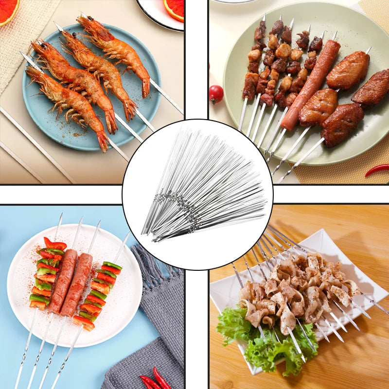 10/15gab nerūsējošā tērauda bārbekjū iesma atkārtoti lietojamie BBQ iesmu kebaba dzelzs nūja āra kempinga piknika instrumentiem Gatavošanas rīki