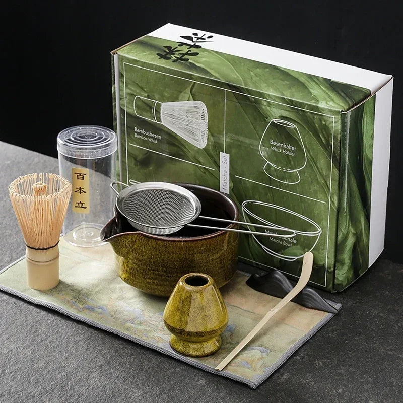 4pcs 7 PCS/set Japonese Matcha Blender Set Bambú Bambas de bambú Matcha Cuchilla Tea Tea Tea Set Beverage Shop Tea Tea Tea Tray