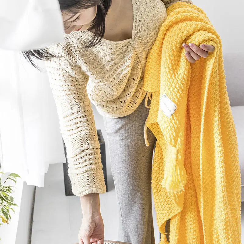 Noordse wollen deken bankje Tassel gebreide bal super warme dekens voor gezellige worp dekens voor kantoor siesta airconditioner beddengoed beddengoed