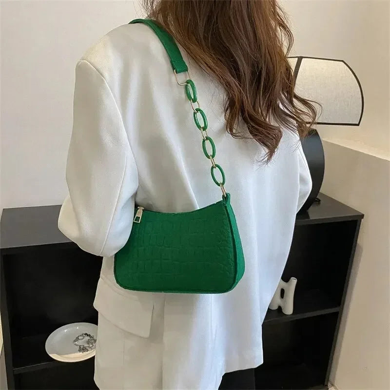 Populær retro mild temperament liten firkantet bag 2024 høst skulder håndholdt mote casual yankee underarm liten firkantet bag