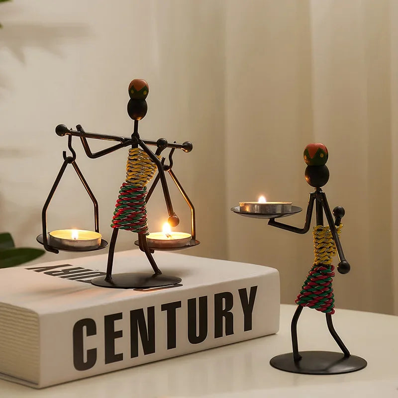 Vintage metalowy świecznik ręcznie robiony żelazny świecznik kreatywny rzemiosło miniaturowe kutego uchwytu domowe dekoracja salonu