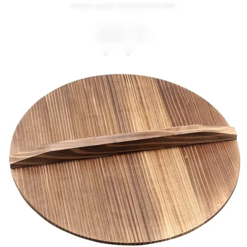 30-36 cm porcelāna tradicionālais koka piliens vāks wok vāks liels karbonizēts koka vāks burka virtuves piederumu virtuves piederums