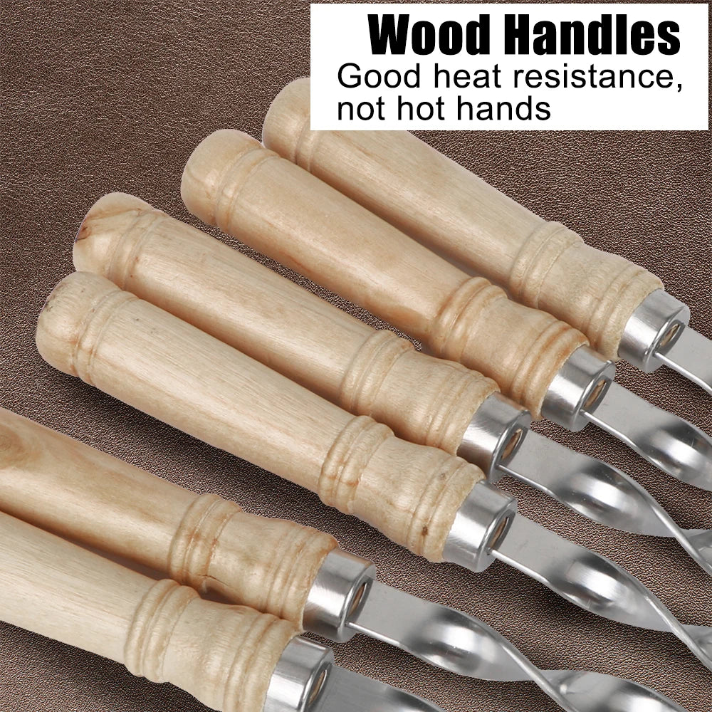 BBQ Wood Fork Aço inoxidável ao ar livre agulha de grelha de 55cm 21,65 "Grill churrasque