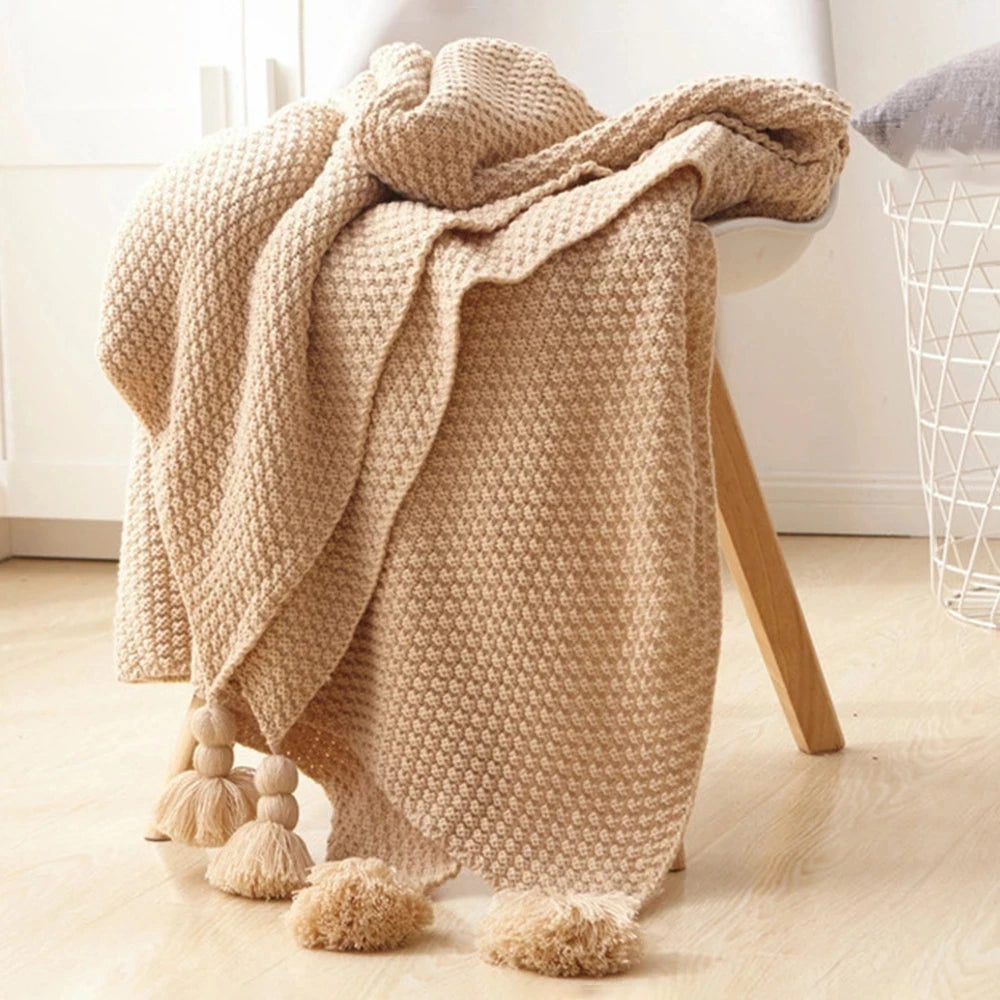 Noordse wollen deken bankje Tassel gebreide bal super warme dekens voor gezellige worp dekens voor kantoor siesta airconditioner beddengoed beddengoed
