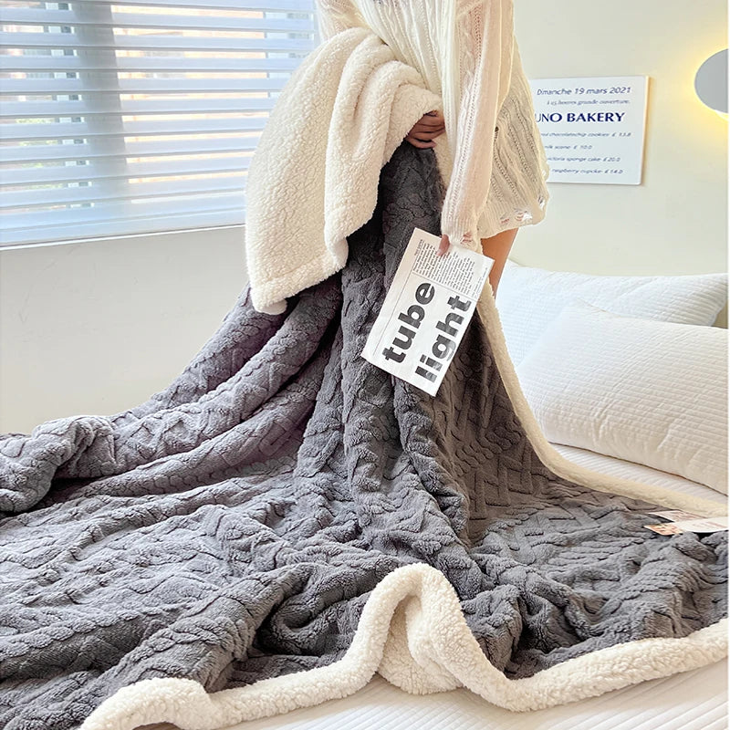 Super Soft Throwd -deken Premium Silky Flanel Fleece 3D Geroolde lichtgewicht beddeken Al het hele seizoen Gebruik - Grijs