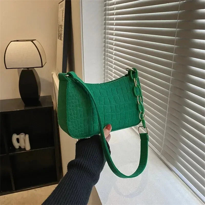 Populær retro mild temperament liten firkantet bag 2024 høst skulder håndholdt mote casual yankee underarm liten firkantet bag