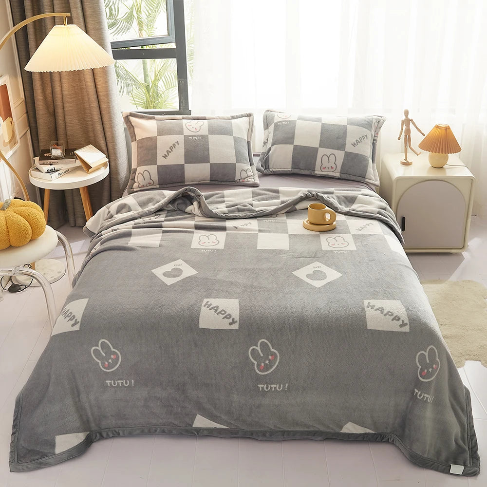 Winter warme plaid deken comfortabel deken cartoon bed cover vaste kleur kantoor multifunction reisdeken