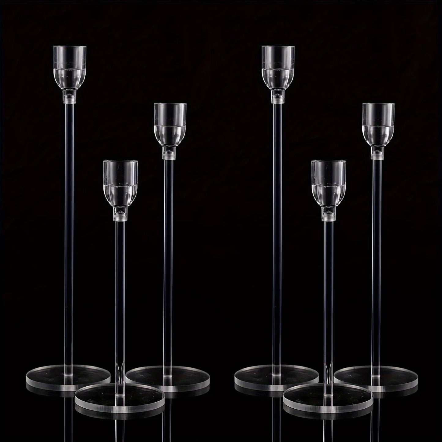 3PCS Clear Acryl Candlestick Holder na imprezę weselną