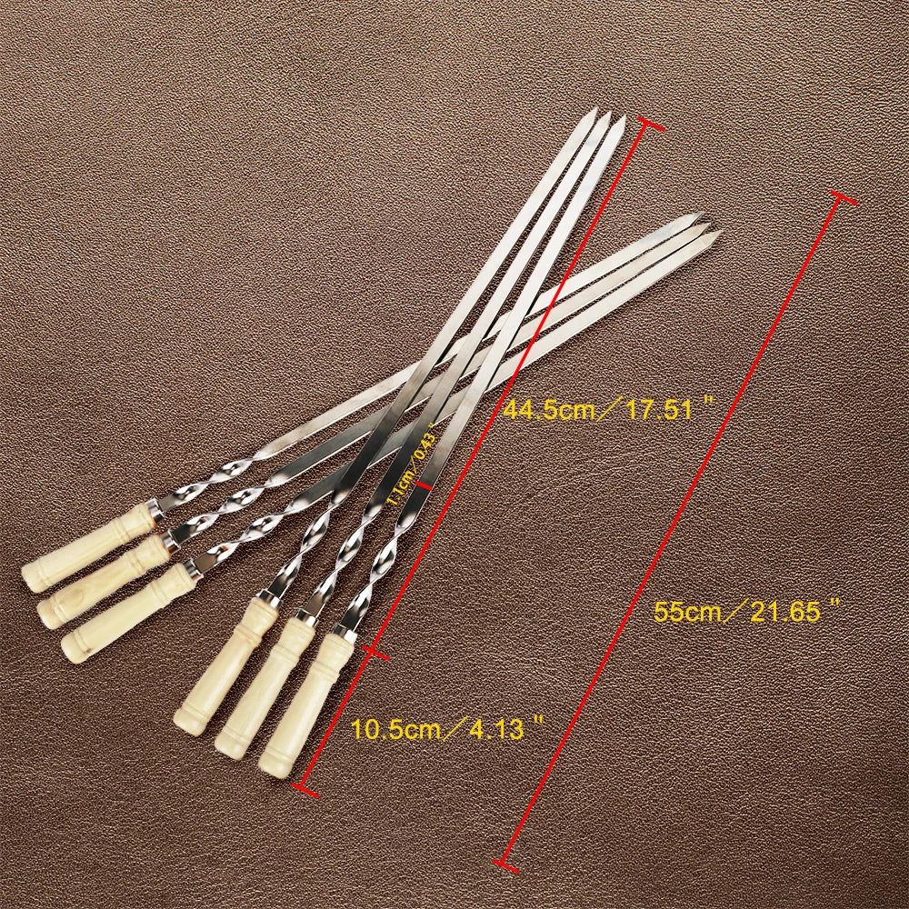 BBQ Wood Fork Aço inoxidável ao ar livre agulha de grelha de 55cm 21,65 "Grill churrasque