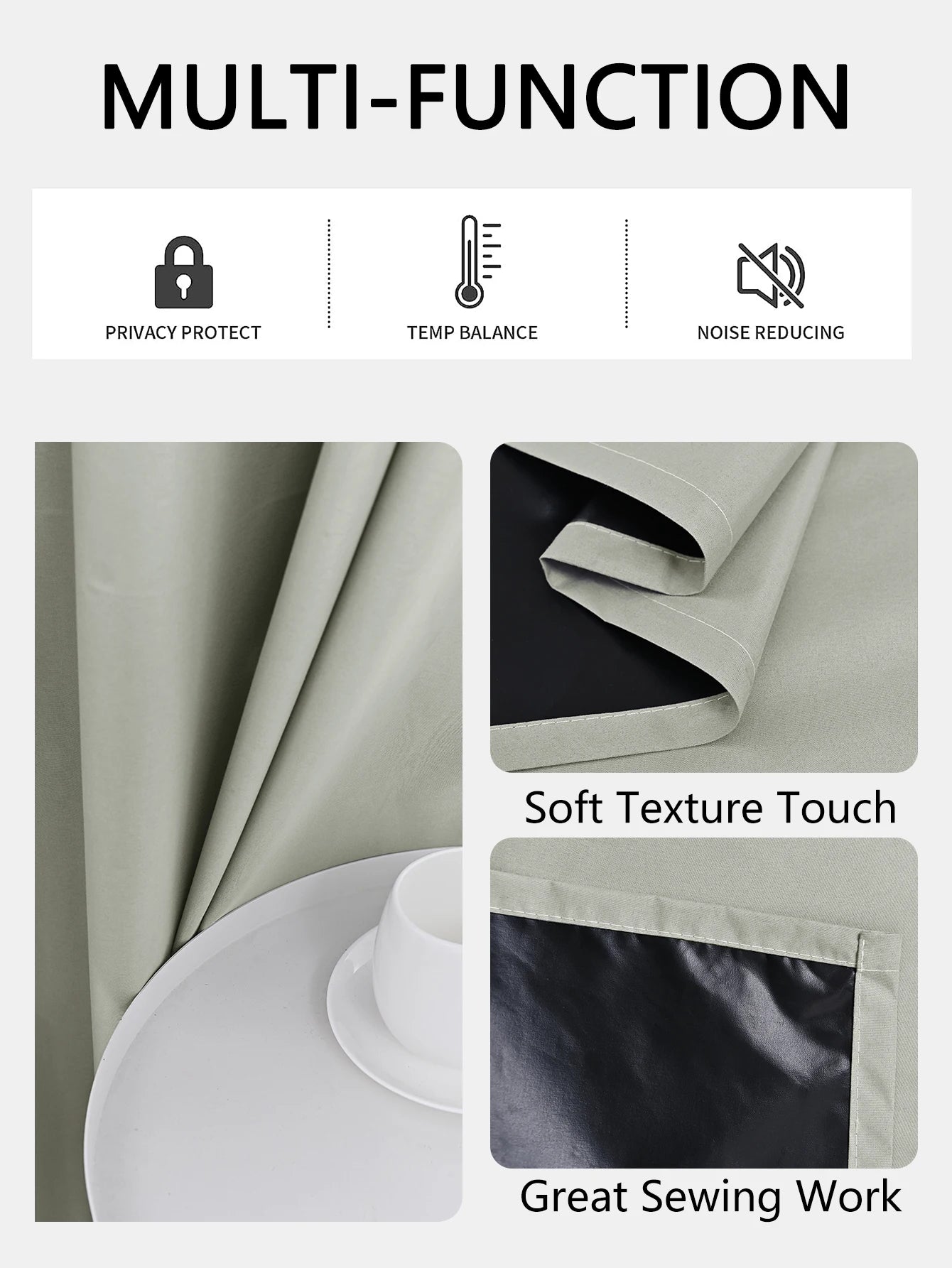 Tenda blackout da 1 pc con fodera isolata rivestita, ideale per soggiorno, camera da letto, cucina, bagno, arredamento per la casa, arredamento della camera