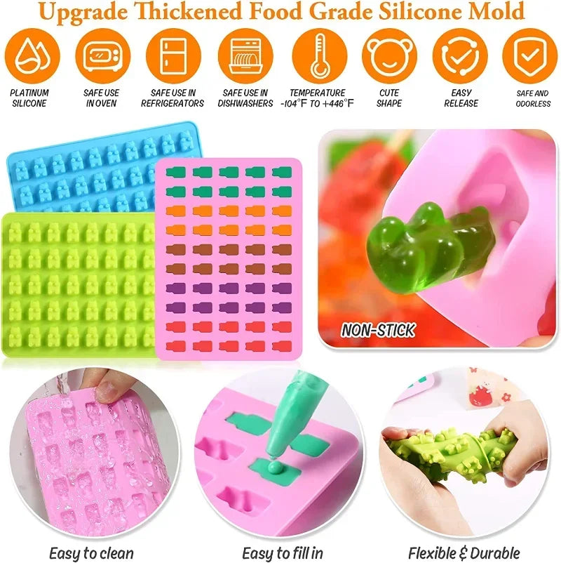 50 Gitter Gummi Bear Schimmel Silicone Gleeweger Bully Schimmel mat Dropper Candy Candy Fondant Schimmel DIY BAKEKENKEN