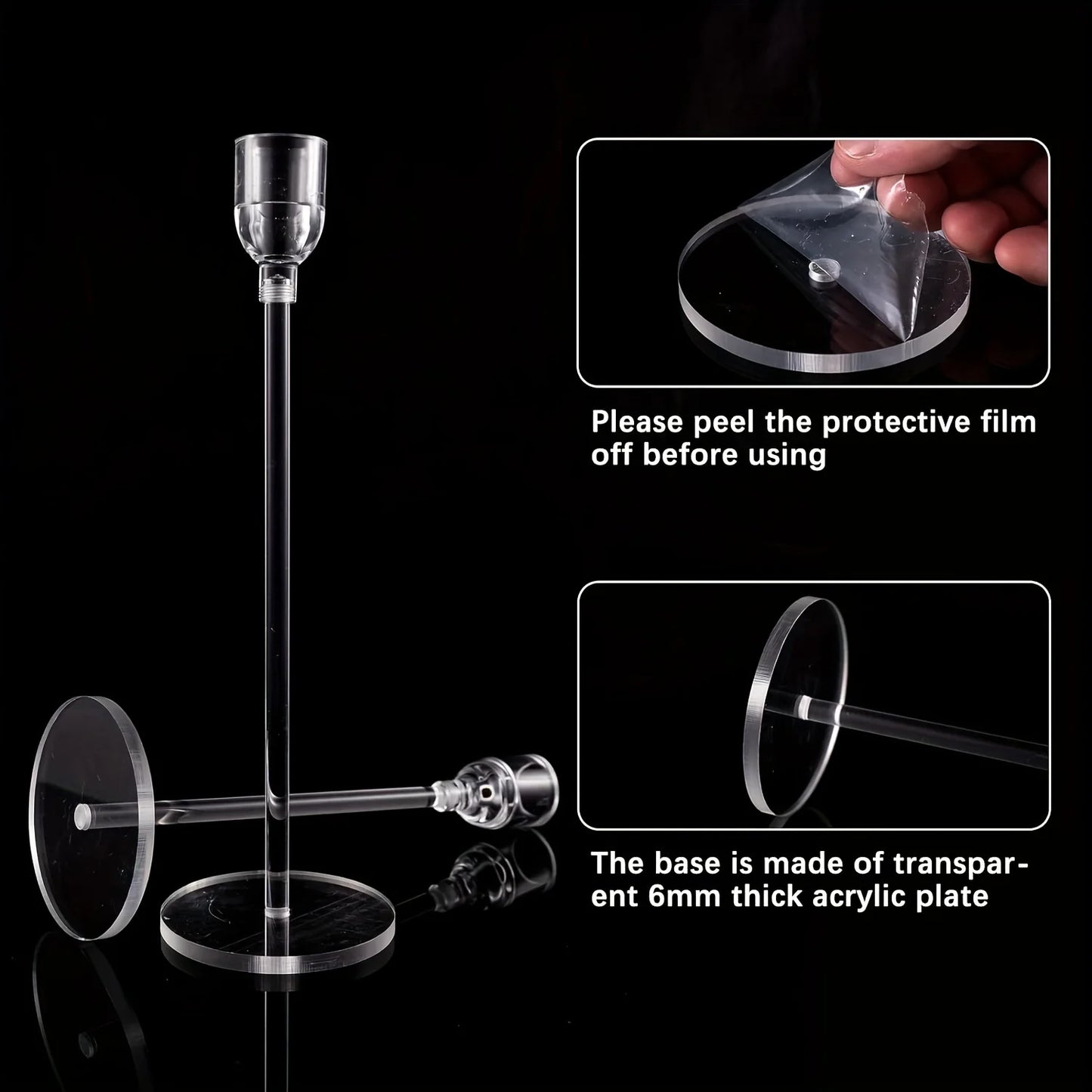 3PCS Clear Acryl Candlestick Holder na imprezę weselną