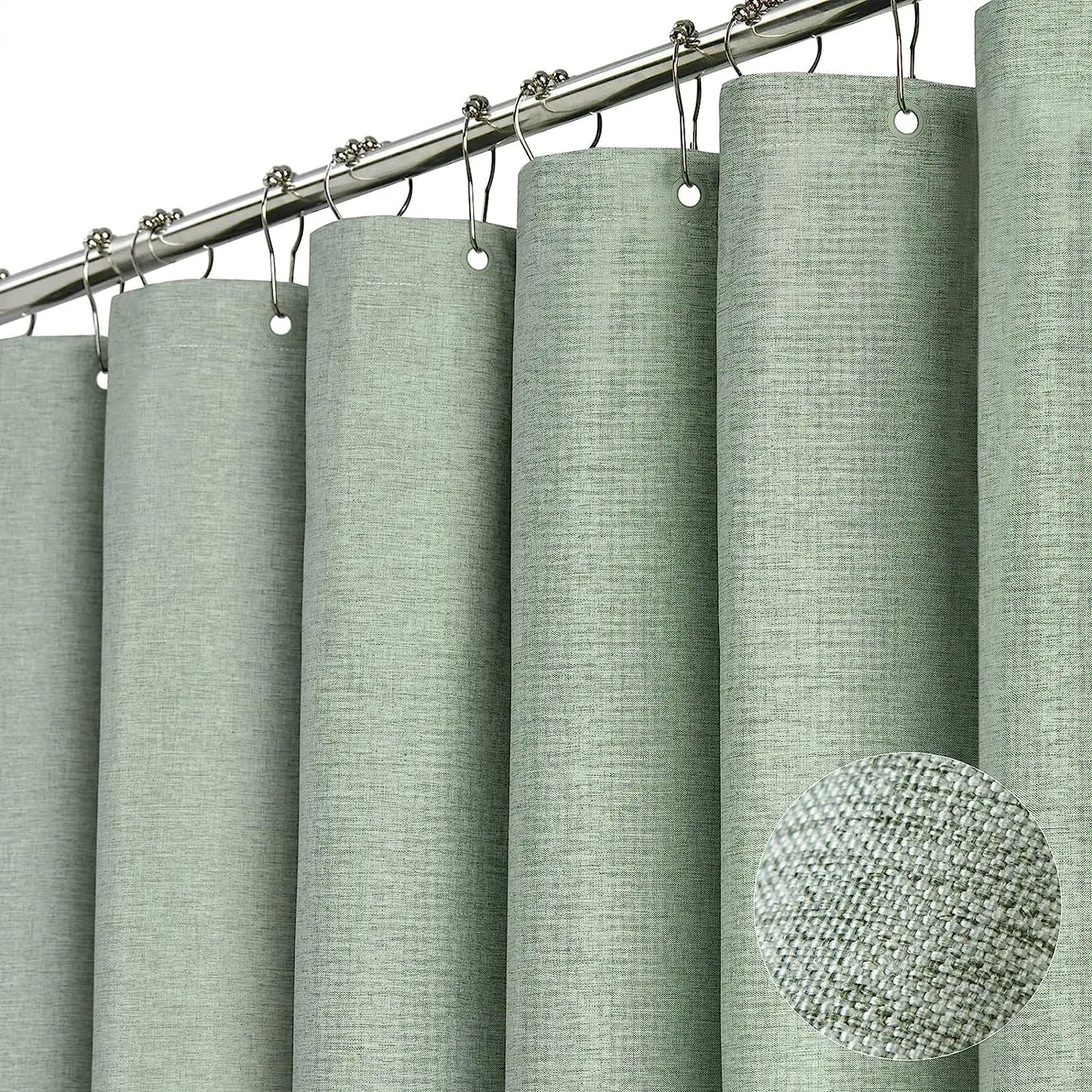 Rideau de douche de lin de luxe avec crochets en métal argenté salle de bain imperméable en tissu épais rideaux de bain baignoire grand couvercle de bain