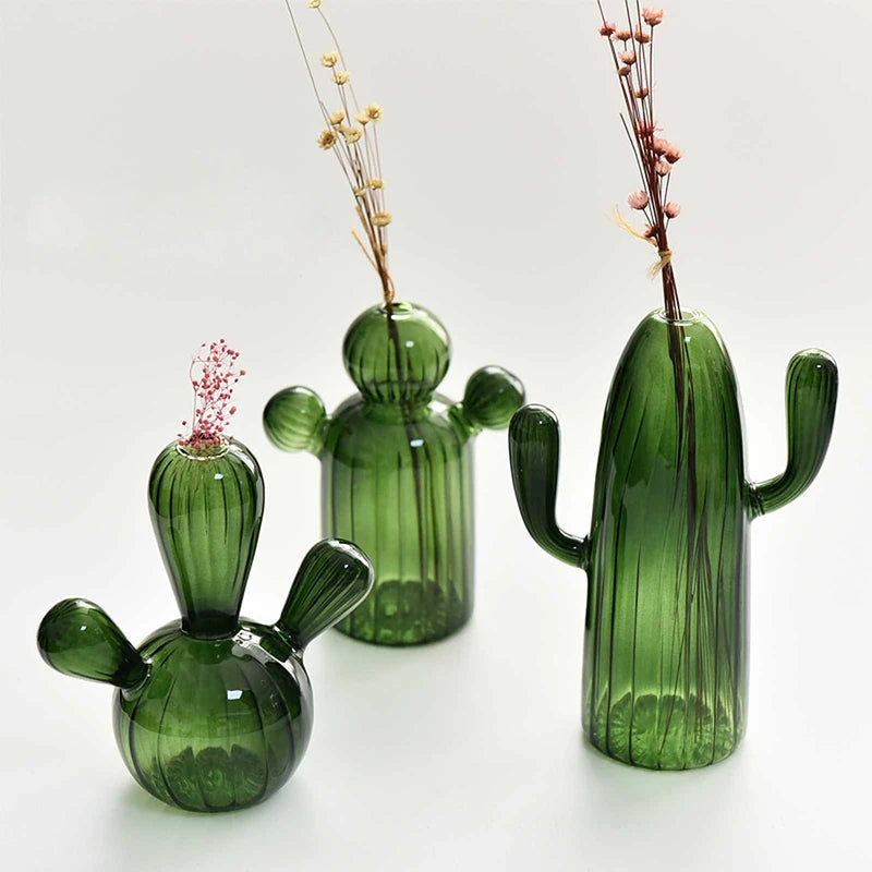 Creative New Cactus Glass Shaped Vase för växt Creative Vase Home Desktop Decor Transparent Hydroponics Plant Vase Crafts