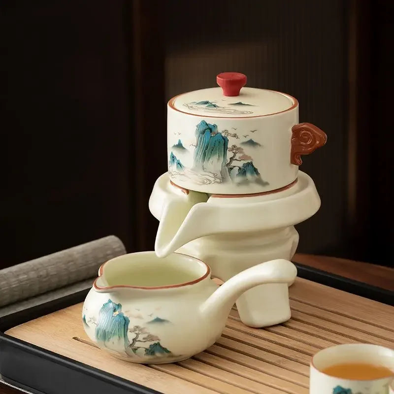 Kinesisk tradisjonell tesett high-end kung fu kopp sett automatisk tesett for 6 personer te kopper og tallerkenesett