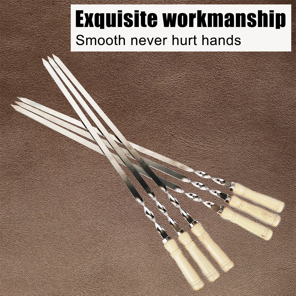 BBQ Wood Fork Aço inoxidável ao ar livre agulha de grelha de 55cm 21,65 "Grill churrasque