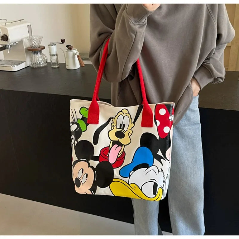 Disneycartoon Mickey Fashion všestranná largecapacity plátno ramenní taška dámské neformální všestranné kabelky studentské třídy