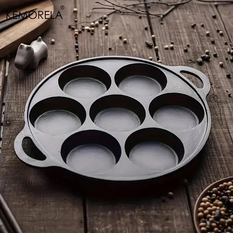 7 Loch Frittier-Topf Gusseisen-Pfanne Omelettpfanne Nicht-Stall-Eier Pfannkuchen Steak Pfanne Küche Kochen Schinken Pfannen Frühstück Maker Kochgeschirr Kochgeschirr Kochgeschirr