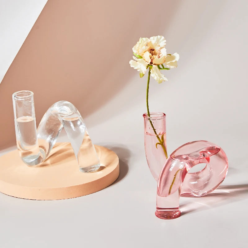 Stikla vāzes Clear Flower Vāzes sveču turētāji kāzu centra gabali Mājas dekorēšanas galda centrālie priekšmeti Svečas turētājam