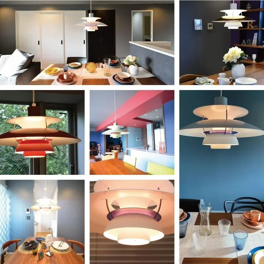 Dänisches Design Eisen anheizt Leicht E27 LED Kronleuchter nordisch farbenfrohe Regenschirm Lampe Esstisch Decken Dekor Küchenabsturz