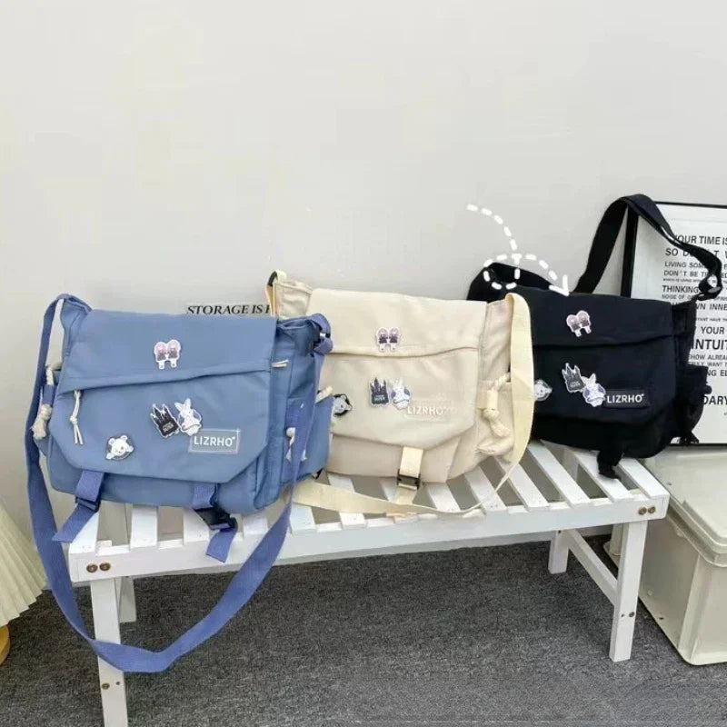 Messenger Bag Japanese Handbags School Korean Single Shoulder Girl Student Hong Kong Style Retro stor kapasitet Postmann Kvinners