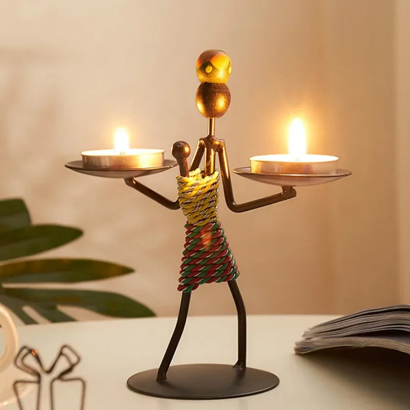 Vintage metalowy świecznik ręcznie robiony żelazny świecznik kreatywny rzemiosło miniaturowe kutego uchwytu domowe dekoracja salonu