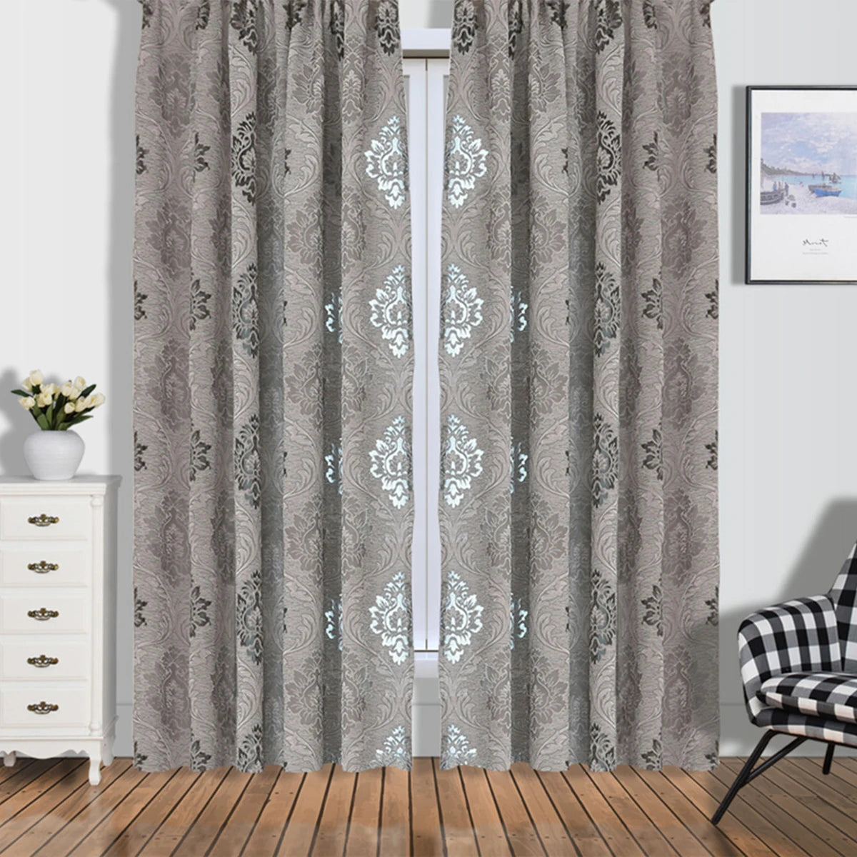 1 PC Naperlereuropäesche Stil Jacquard Curen Stoffer fir Fënstere Balkonin Rohdremy Living Zëmmer behandelt all Match