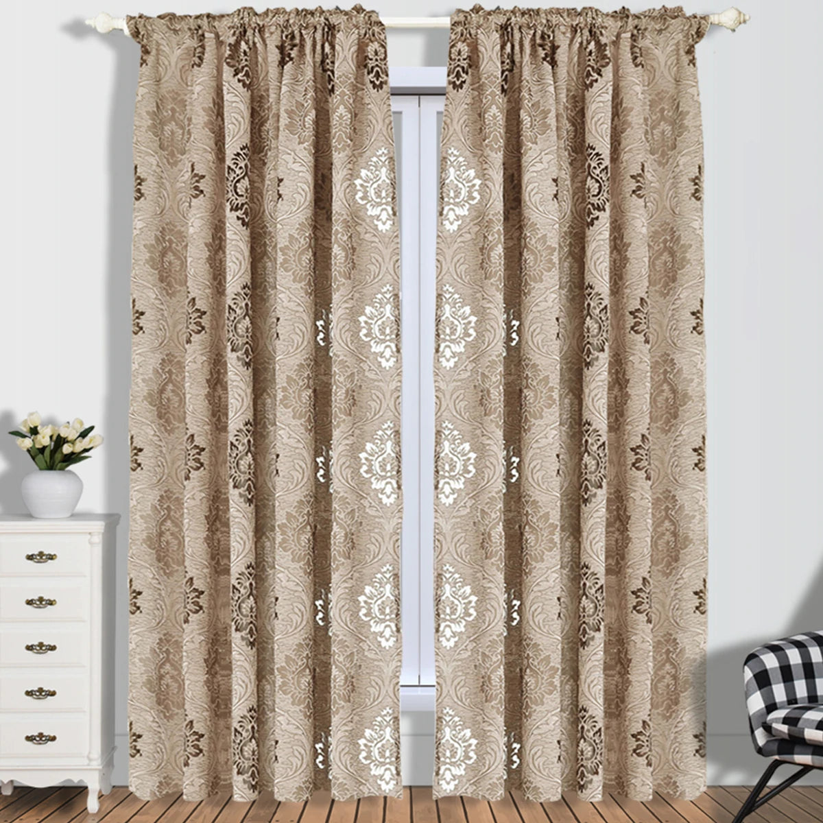 1 PC Naperlereuropäesche Stil Jacquard Curen Stoffer fir Fënstere Balkonin Rohdremy Living Zëmmer behandelt all Match