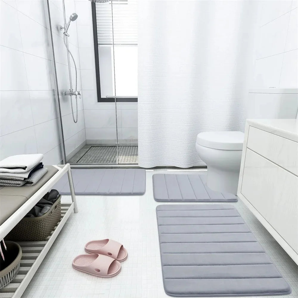 Tapis de bain super absorbant Tapis sans glissement Carpets de salle de bain Soft Memory Foam Floor Mat à chambre à coucher Doilette de sol Douche de douche décor