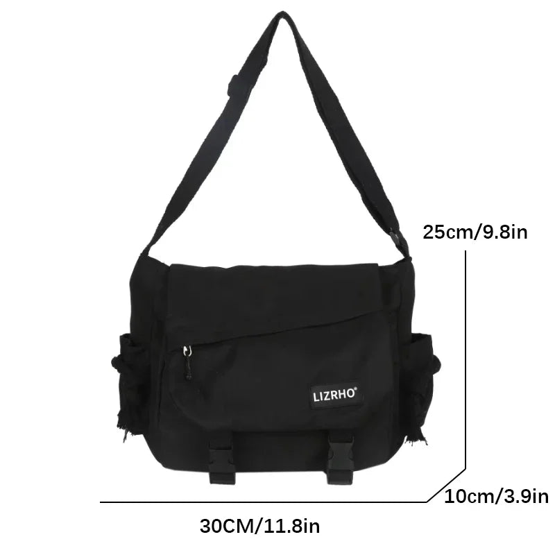 Messenger Bag Japanese Handbags School Korean Single Shoulder Girl Student Hong Kong Style Retro stor kapasitet Postmann Kvinners