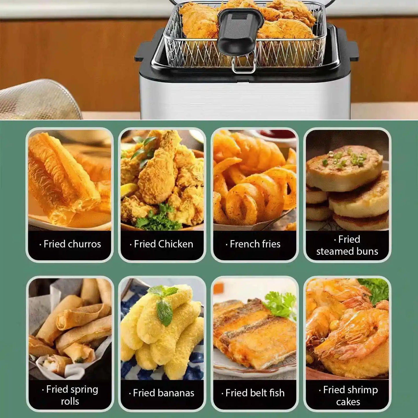 220 V Electric Fryer Fryer 2,5 litri francese olio da forno da forno caldo pollo fritto grill cottura cucina regolabile cucina cucina