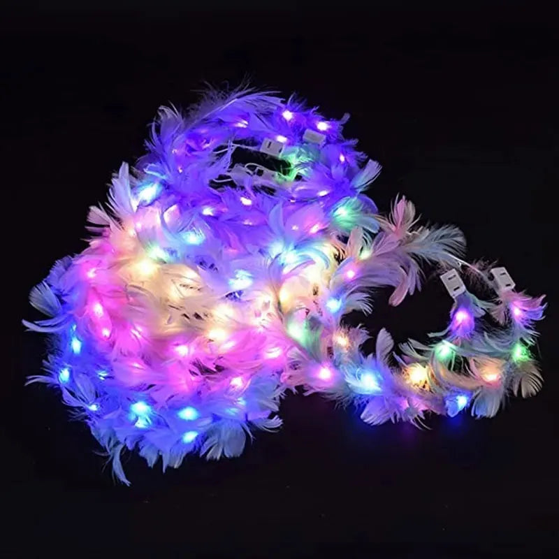 10бр. LED цветна корона лента за глава Светлина ленти за глава на цветя за жени гирлянди светещи флорални венец за сватбени партита