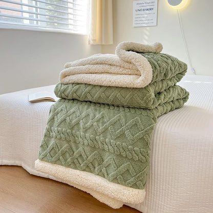 Super Soft Throwd -deken Premium Silky Flannel Fleece 3D Geroolde lichtgewicht beddeken Al het hele seizoen gebruik - Groen